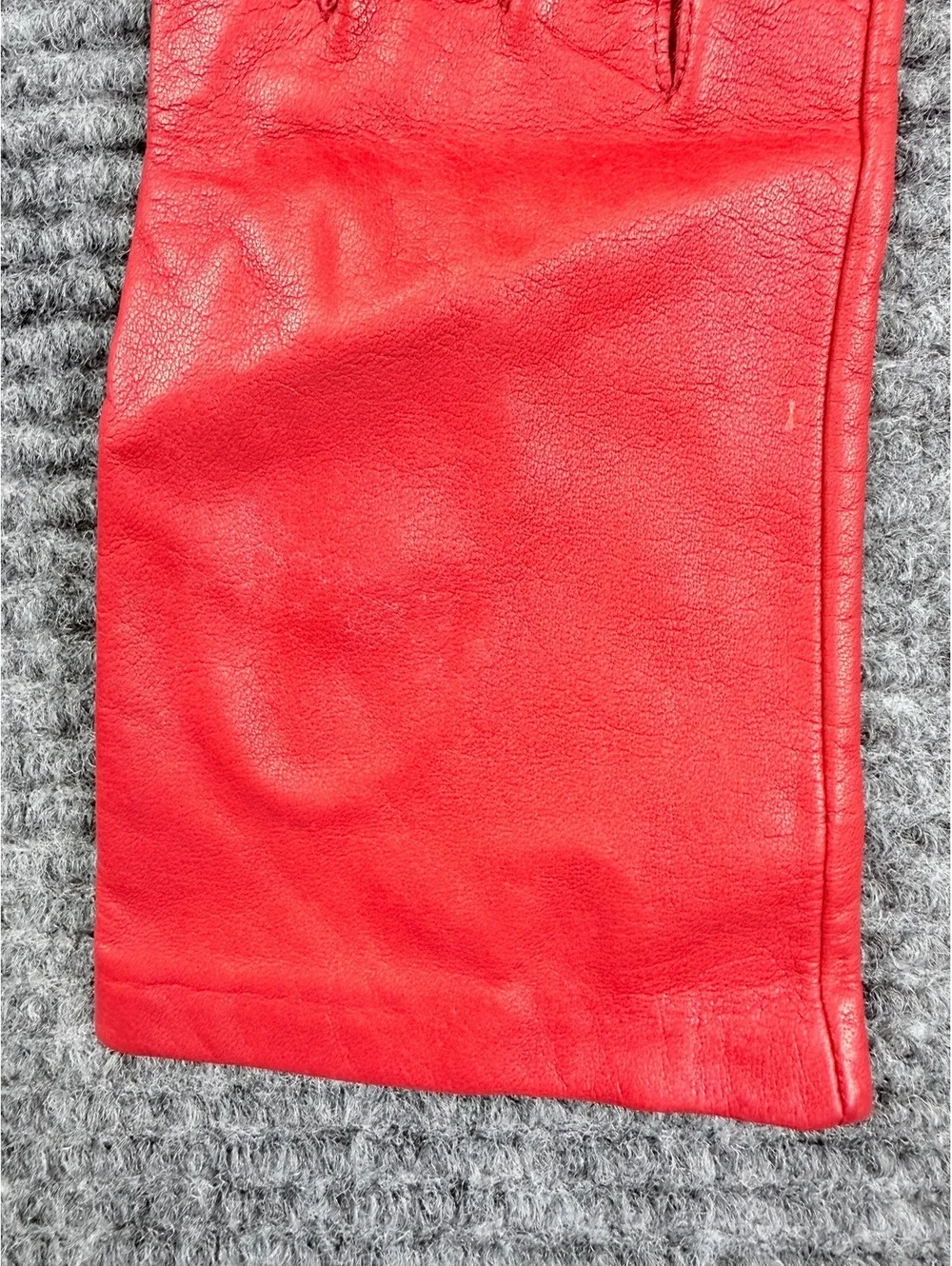 Vintage Red Leather Dress Gloves Size 8 Nylon Lined Women’s